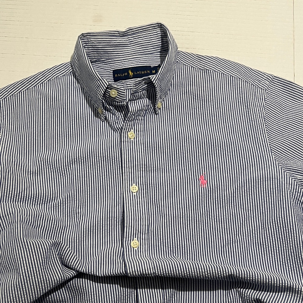 Ralph Lauren Men's Black and White Striped Shirt